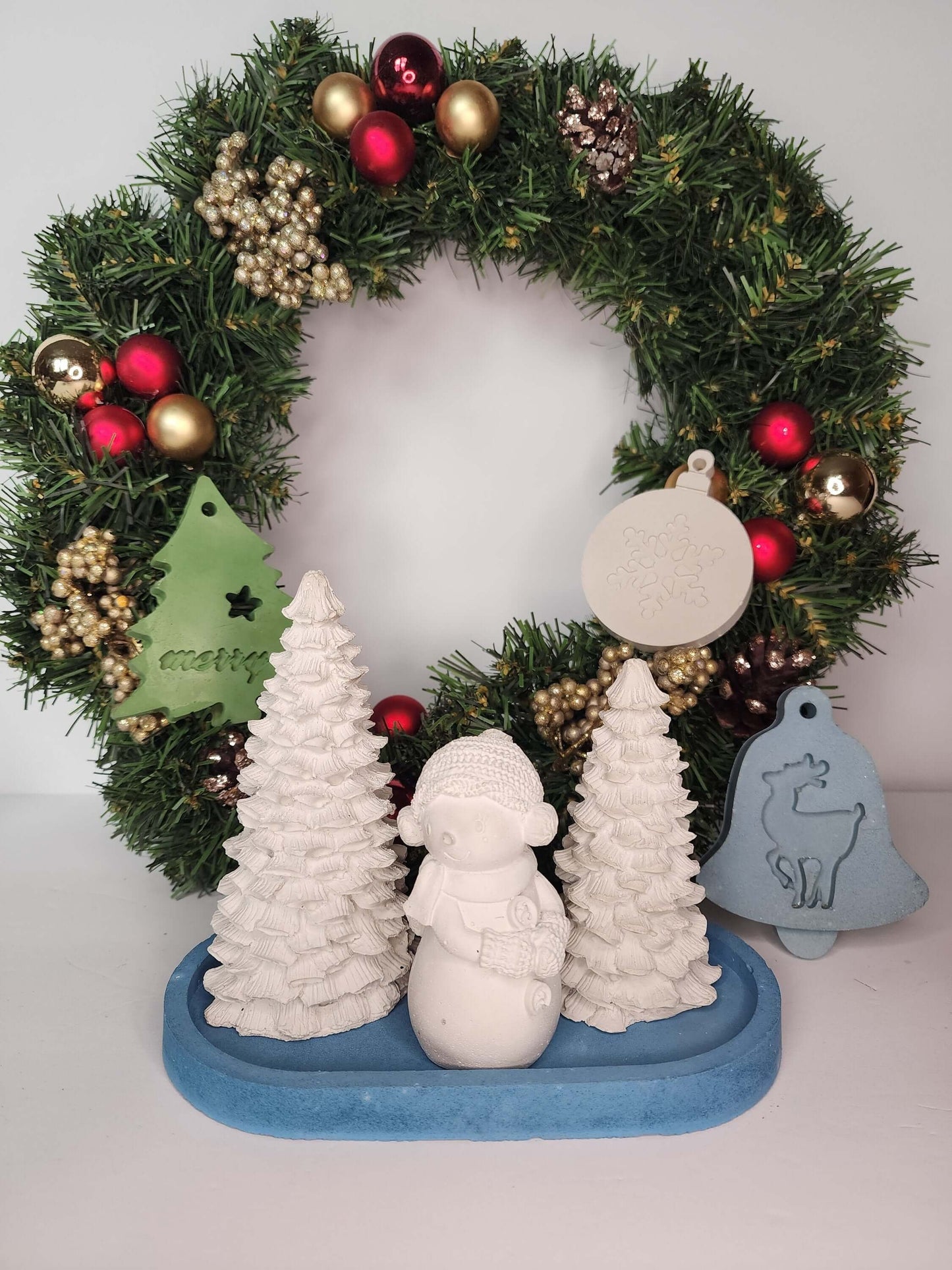 Tree Decoration - Christmas Tree Decoration - Holiday Home Goods - Arts and Crafts - Paint Able Figures - Concrete Shapes