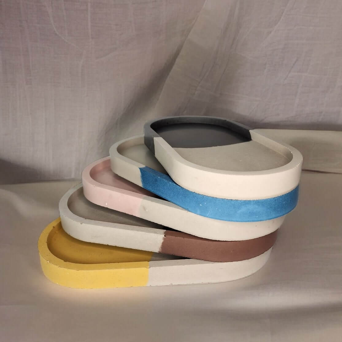 Two-Tone Tray - Bathroom Tray - Oval - Concrete Tray - Decoration - Modern Decor - Housewarming Gift - Home Products - Colorful Organizer