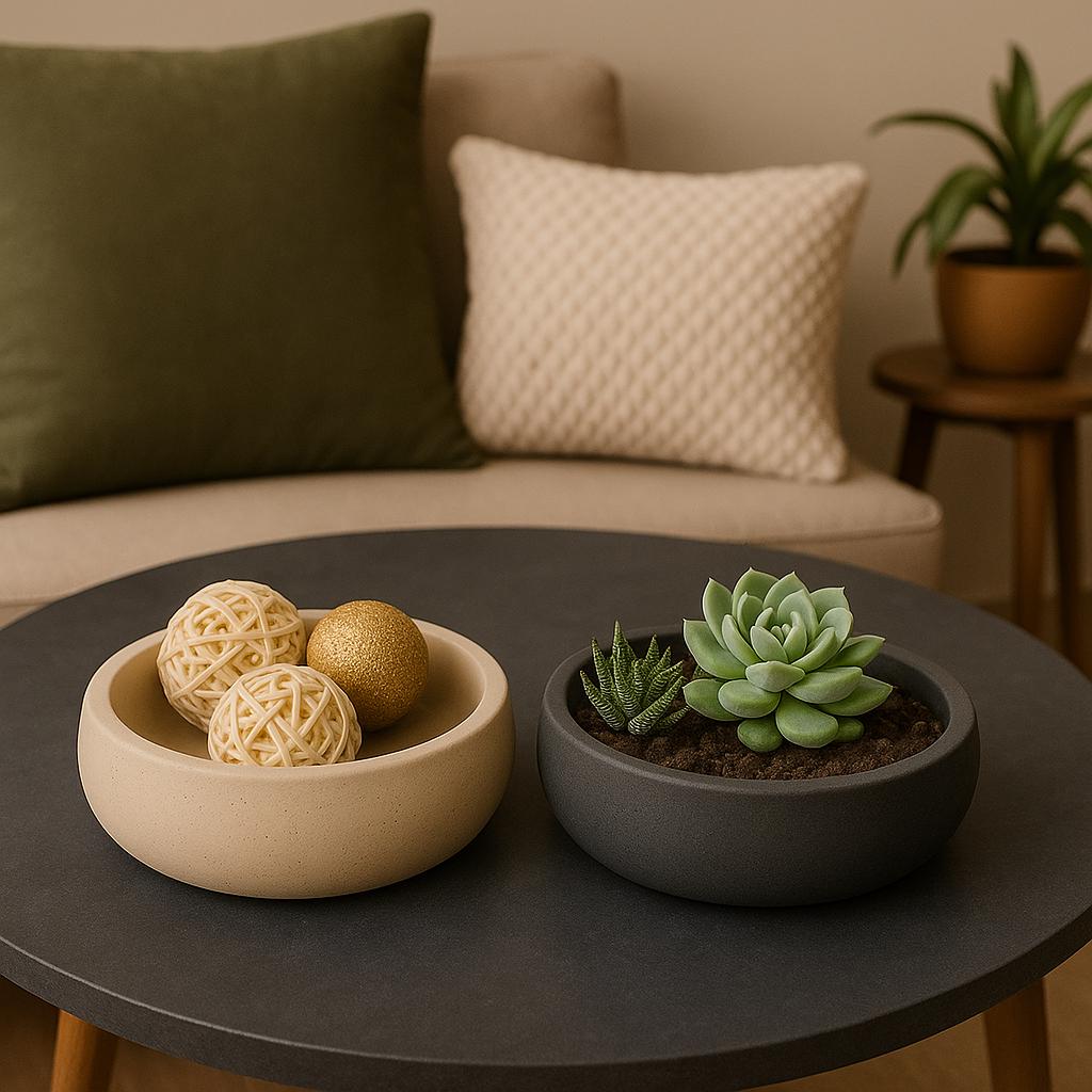 circle succulent planter Circle Concrete Bowl Succulent Pot – WesternStoneStudios