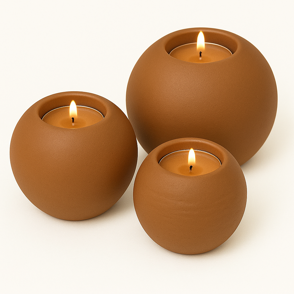 Concrete Sphere Tea Light Candle Holder