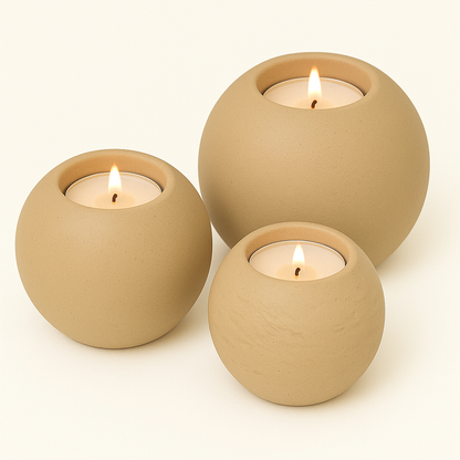 Concrete Sphere Tea Light Candle Holder