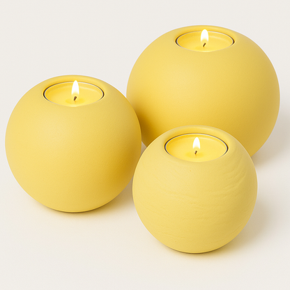 Concrete Sphere Tea Light Candle Holder