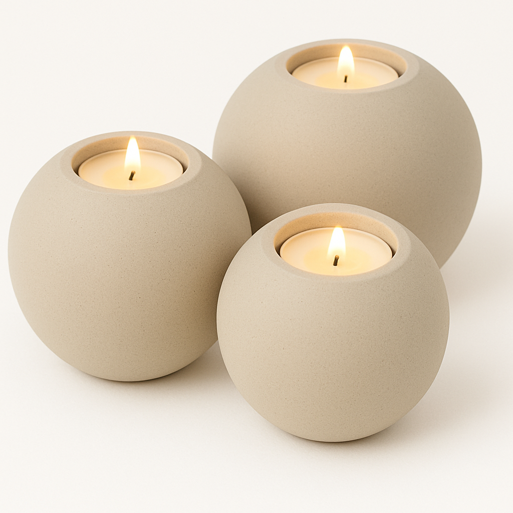 Concrete Sphere Tea Light Candle Holder