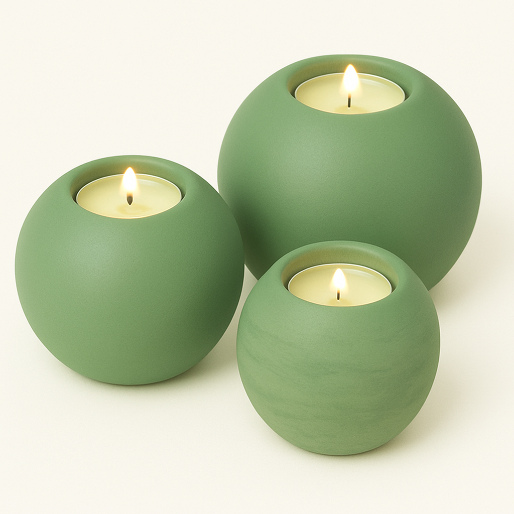 Concrete Sphere Tea Light Candle Holder
