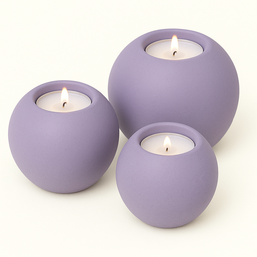 Concrete Sphere Tea Light Candle Holder