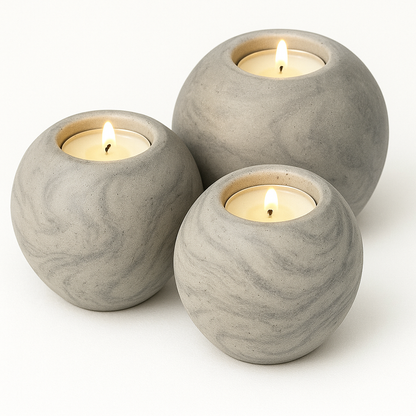 Concrete Sphere Tea Light Candle Holder