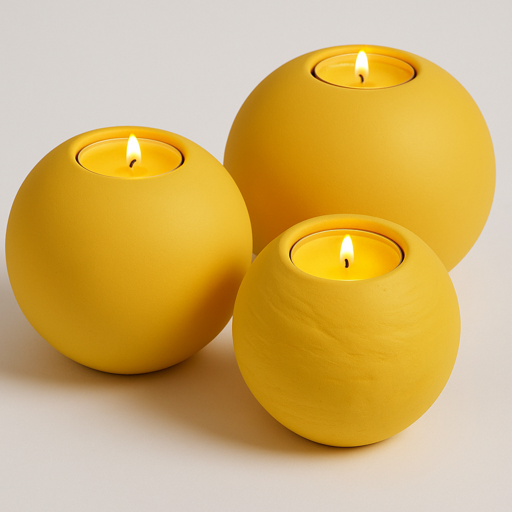 Concrete Sphere Tea Light Candle Holder