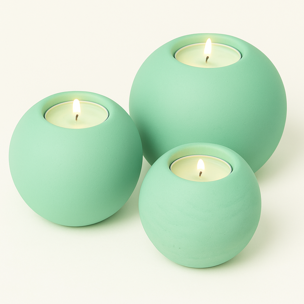Concrete Sphere Tea Light Candle Holder