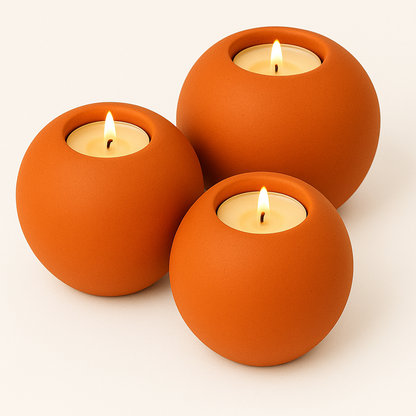 Concrete Sphere Tea Light Candle Holder