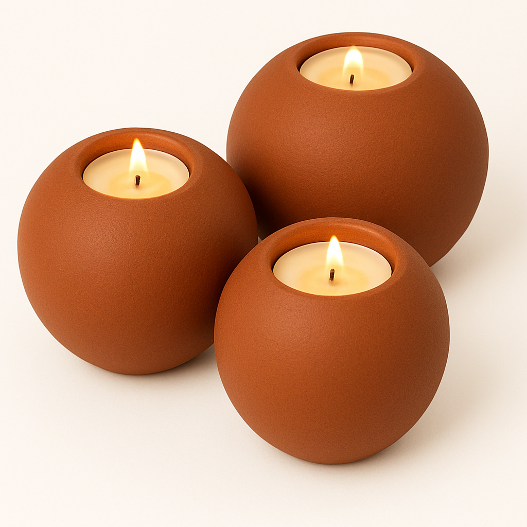 Concrete Sphere Tea Light Candle Holder