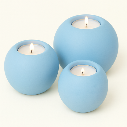 Concrete Sphere Tea Light Candle Holder