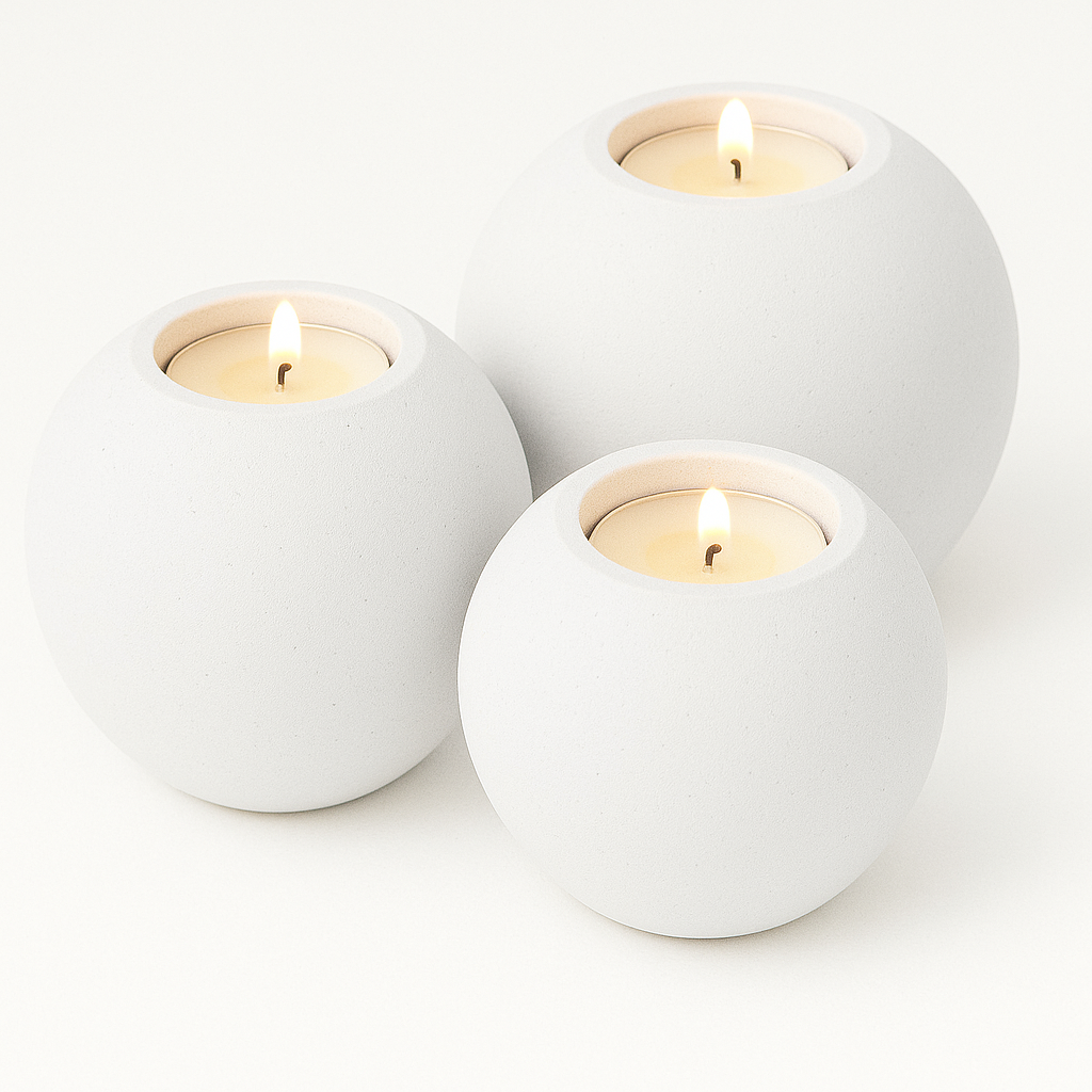 Concrete Sphere Tea Light Candle Holder