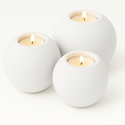Concrete Sphere Tea Light Candle Holder