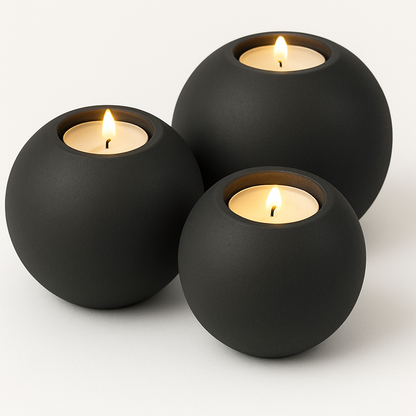 Concrete Sphere Tea Light Candle Holder