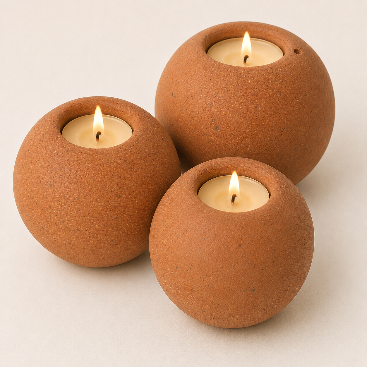 Original Set Concrete Sphere Tea Light Candle Holder