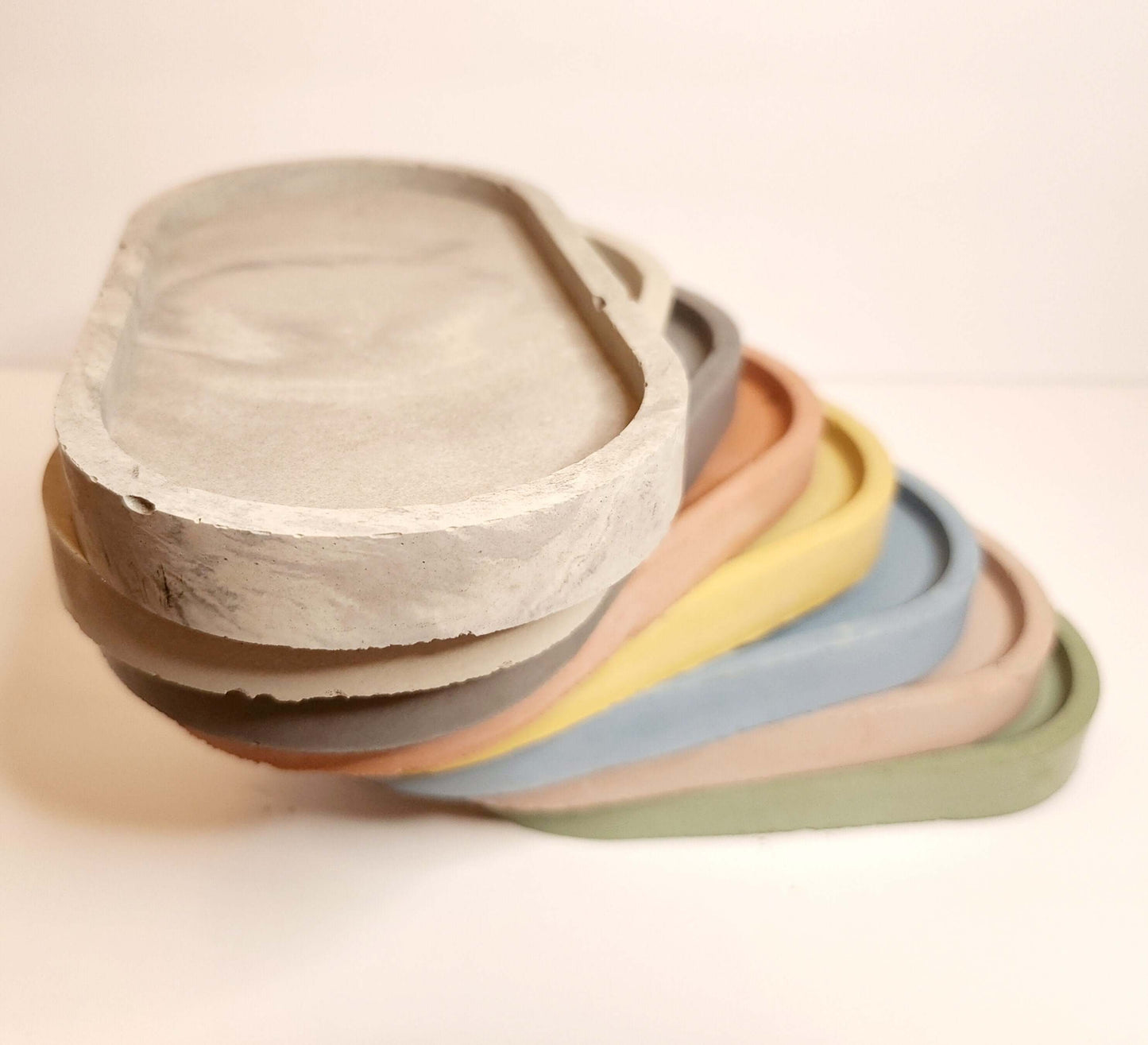 Oval Concrete Bathroom and Jewelry Tray - Modern Decor House Gift - Colorful Organizer