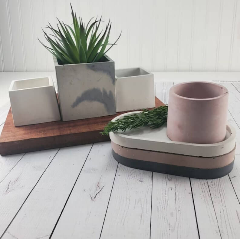 Square Concrete Planter - Succulent Pot - Small Pot - Modern Decor - Gift - Wedding/Shower Favor - Concrete Product - Candle Vessel