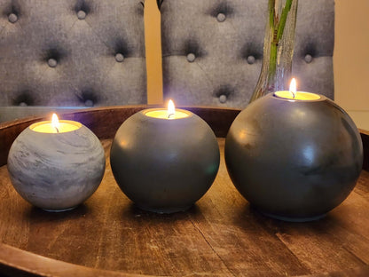 Concrete Sphere Tea Light Holder - Minimalist Centerpiece - Candle Holder - Modern Interior Design