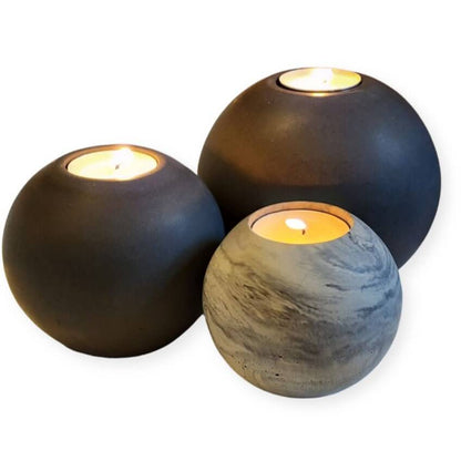 Concrete Sphere Tea Light Holder - Minimalist Centerpiece - Candle Holder - Modern Interior Design