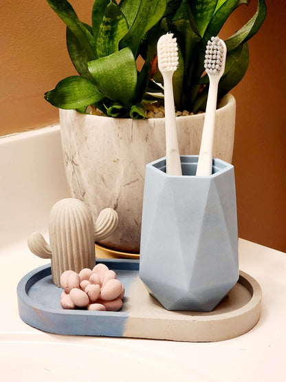 Geometric Concrete Small Pot - Toothbrush Holder - Small Home Product - Modern Decor - Gift - Wedding/Shower Favor - Candle Vessel - Cement