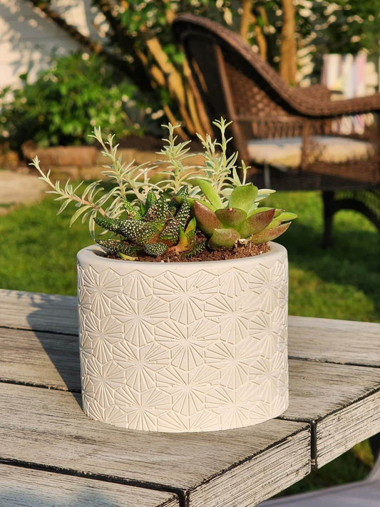 Vintage Concrete Planter - Decorative Succulent Pot - Medium Pot - Modern Decor - Unique Gift - Wedding/Shower Favor - Candle Vessel