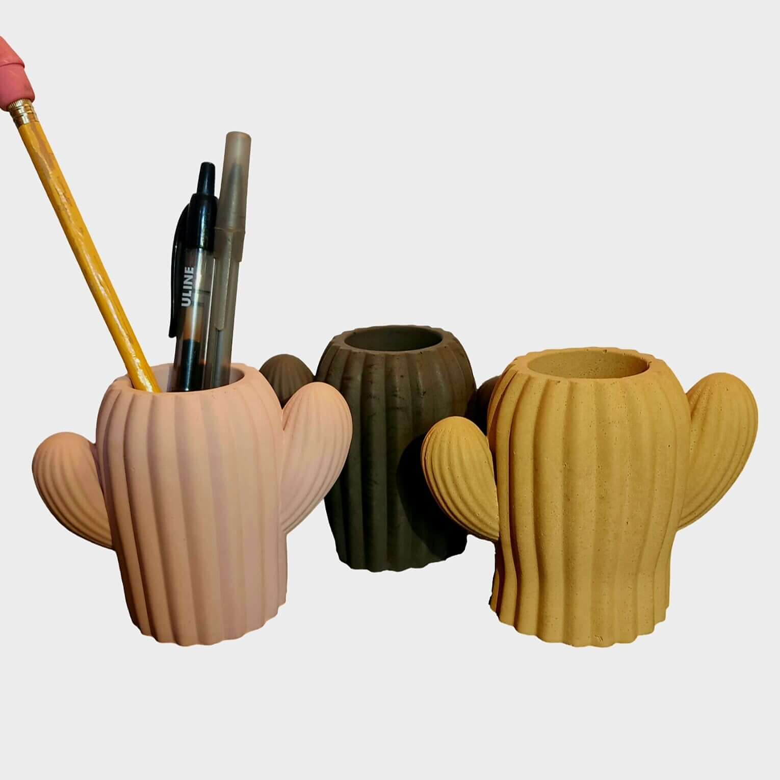 cactus pencil holder Concrete Cactus Pencil Holder