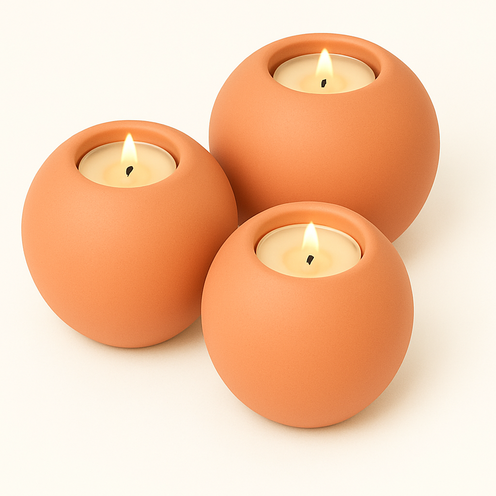 Concrete Sphere Tea Light Candle Holder