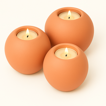 Concrete Sphere Tea Light Candle Holder