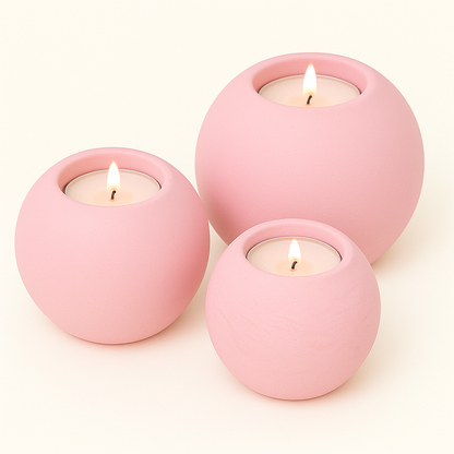 Concrete Sphere Tea Light Candle Holder