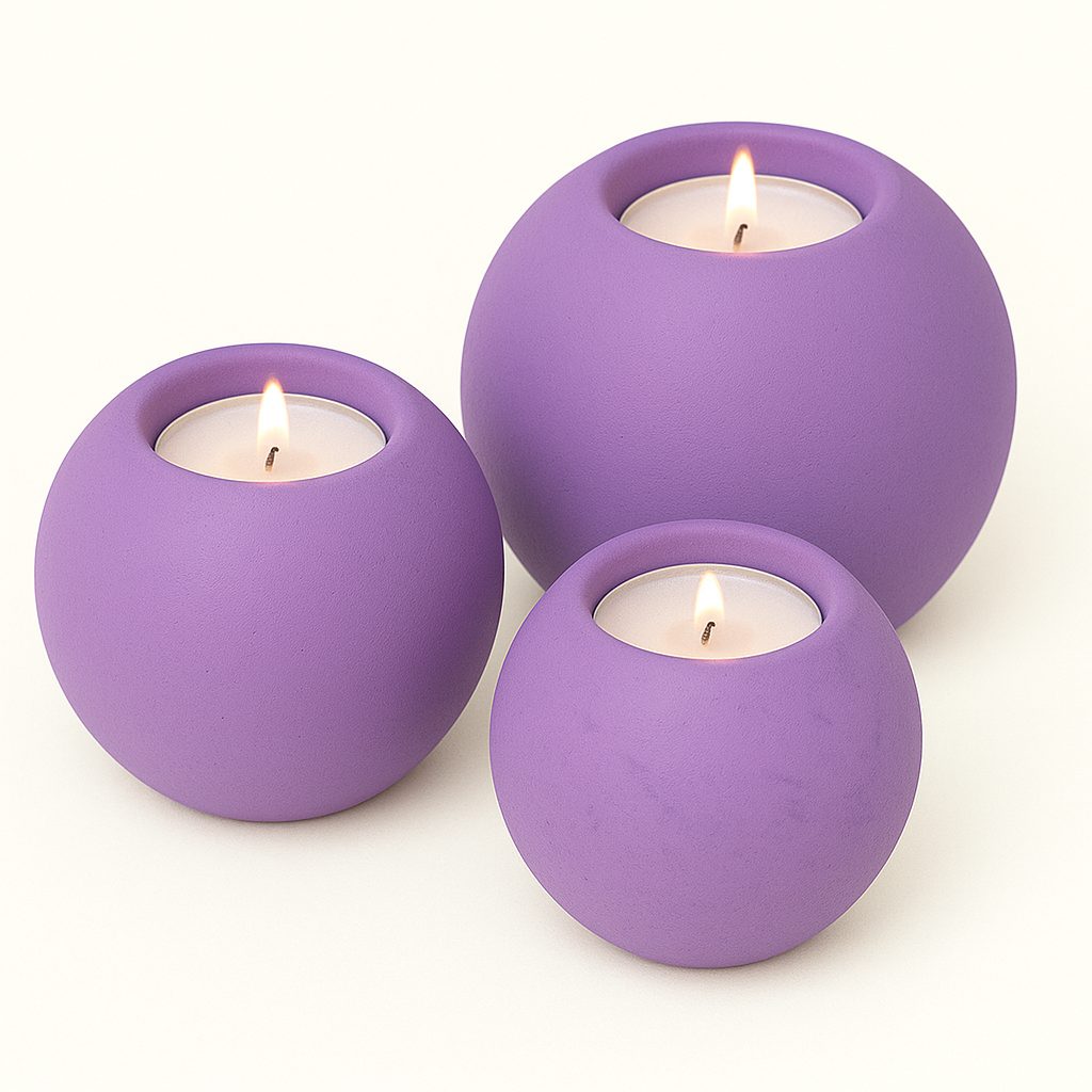 Concrete Sphere Tea Light Candle Holder